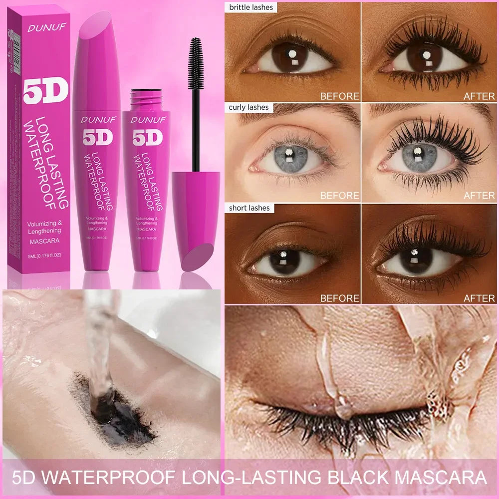 5D Waterproof Mascara Cream Thick Slender 24h Volumizing Lash Makeup Eyelash Curling Lengthening Lasting Eyelash Cream