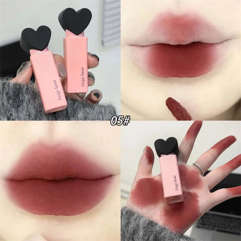 Dream Love Heart Lipstick Velvet Matte Lip Mud Clay Lip Gloss Liquid Lip Tint Cream Pigment Long Lasting Silky Lips Cosmetics