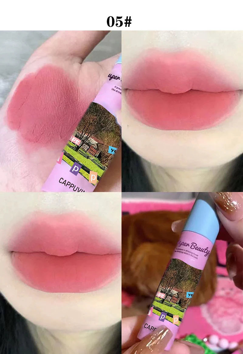 1PC/3PC Lovely Cat Collage Lipgloss Long Lasting Matte Lipstick Lip Makeup Tint Nude Red Lipgloss Waterproof Lipstick Cosmetics