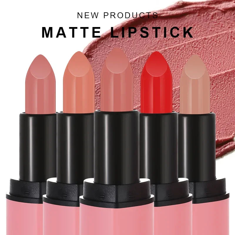 Cute Love Heart Lipstick Velvet Matte Nude Lipstick Pink Red Waterproof Lasting Lipsticks Stain Lip Balm Set Lip Tint Makeup