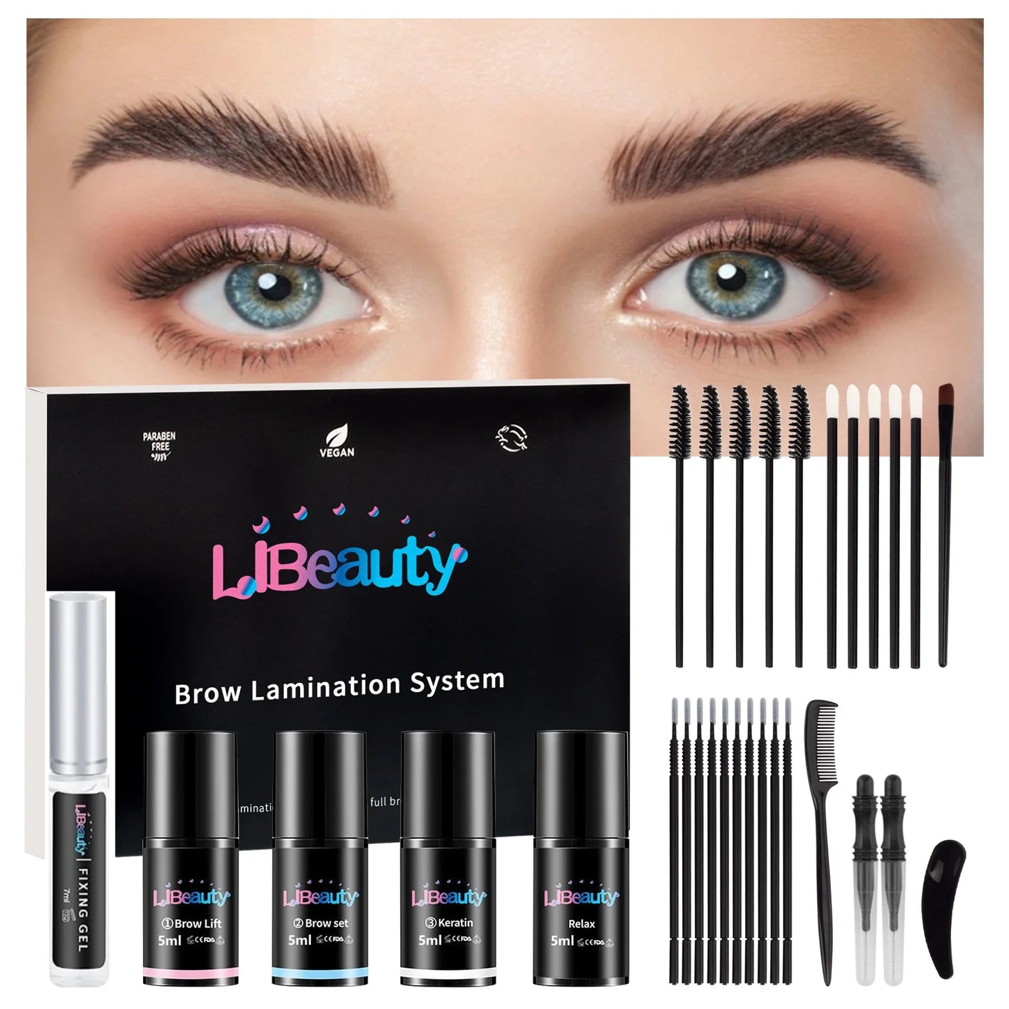 Libeauty Eyebrow Lamination Kit Eyebrow Lift Kit Lasting 8 Weeks With Brush For Fuller Feathered Eyebrows Professional Home Use