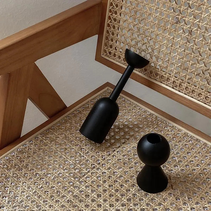 Black Wooden Candlestick Decorations
