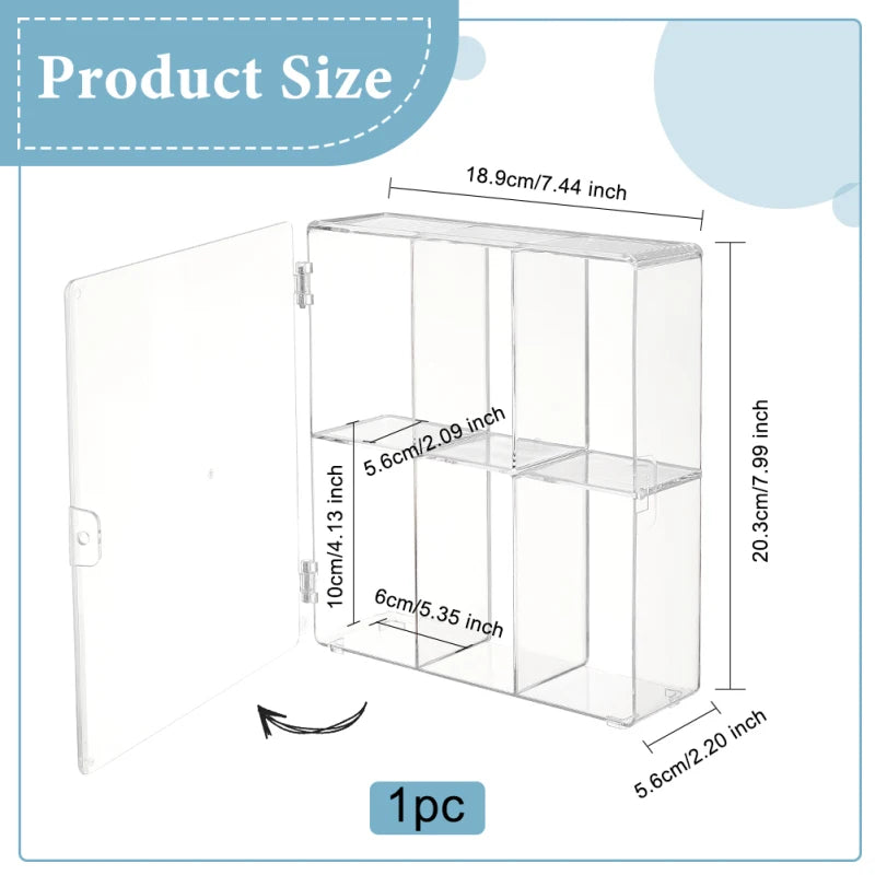 1pc Clear Acrylic Display Case Box Dupstproof Protection Showcase with Black Base Countertop Box Cube Organizer Stand Riser