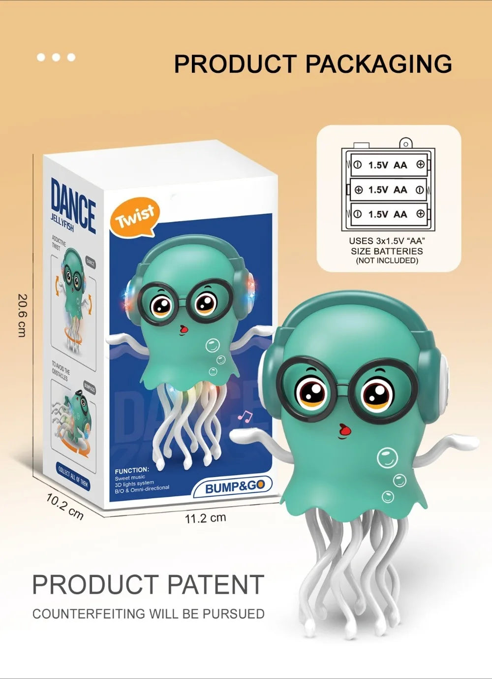 Electric Dancing Octopus Jellyfish Toy Eight-Arm Automatic Obstacle Avoidance Toy for Children's Intelligence Development