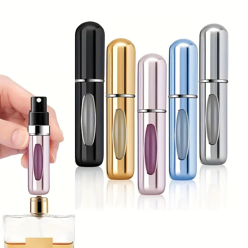 5 5ml Refillable Perfume Bottles, Mini Perfume Atomizer Bottles, Refillable Perfume Spray Scent Pump Case, Portable Empty Perfume Spray Bottles Suitable for Women and Men Travel