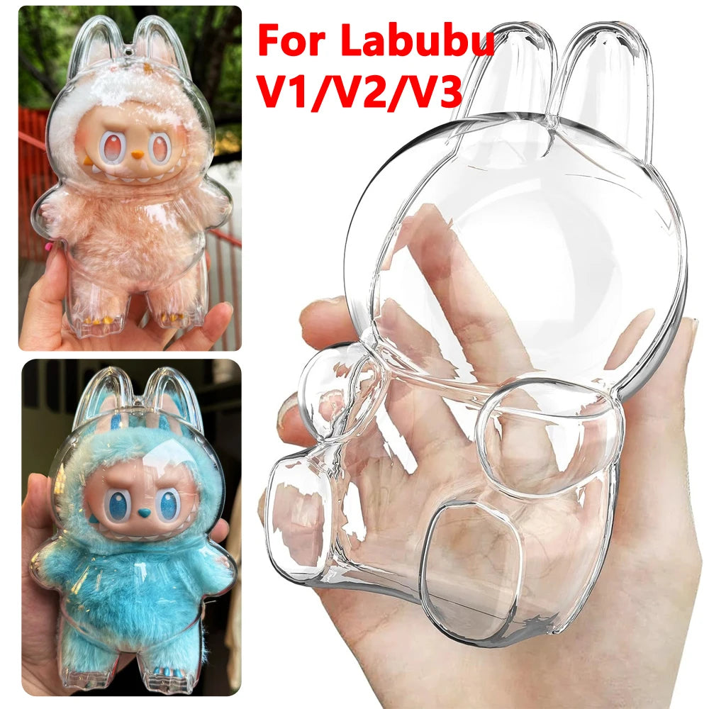 For Labubu Transparent Protective Cover For Labubu V1/V2/V3 Portable Storage Case Dust Display Bag Organizer Doll Accessories