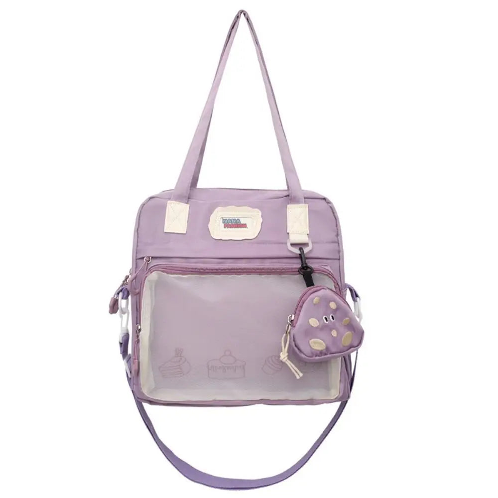 Clear Small Ita Bag Multi-purpose Transparent Pocket Pin Display Bag with Silk Ribbon Japanese Style Pin Display Backpack Girls