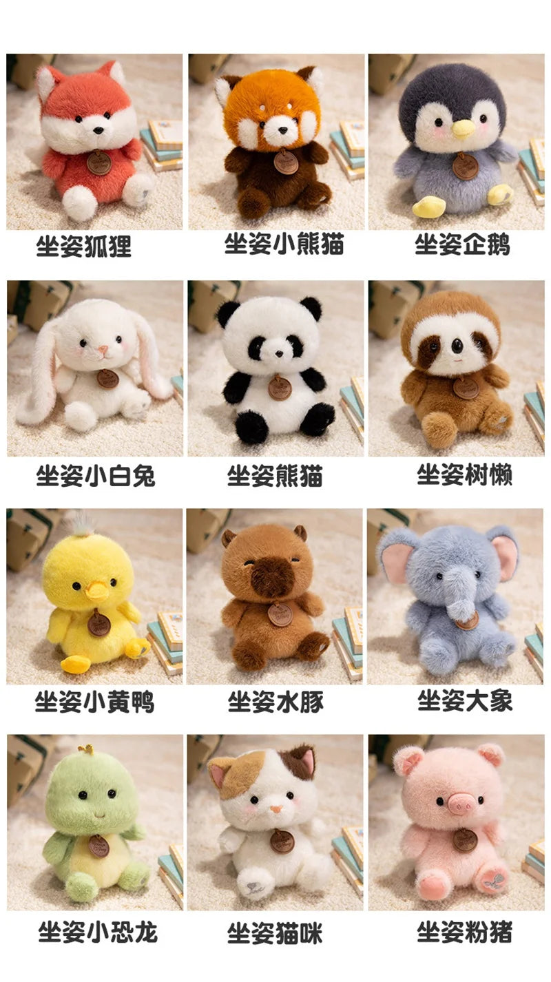 Cute Sitting Animals Red Panda Fox Sloth Cat Soft Plush Dolls Stuffed Capybara Pig Plushie Baby Toys Gifts For Children