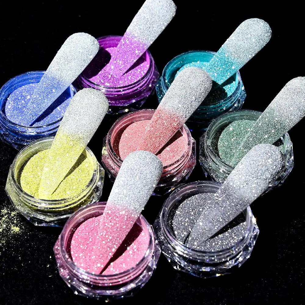 1Box Reflective Thermal Glitter Nail Powder Pink/Blue Temperature Color Change Chrome Pigment Shinning Nail Art Glitter Dust #FT