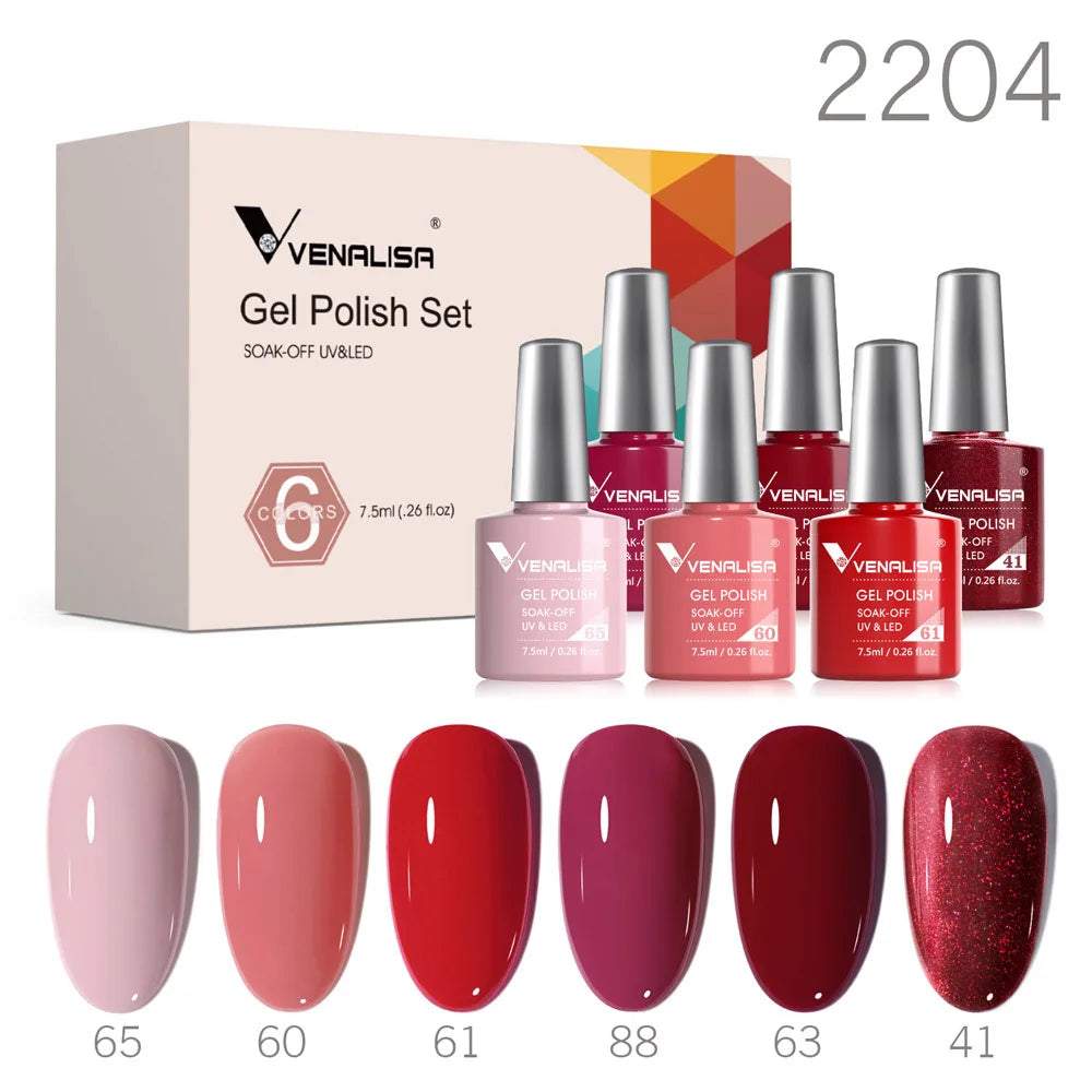 Venalisa Nail Gel Polish Fall Nails HEMA/TPO FREE Winter Christmas Color Kit Soak off UV LED Semi Permanent Nail Gel 6pcs Kit