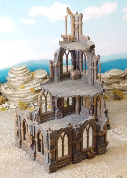 Gothic Sci-Fi Wargame 3D Printed Ruined Building Model Hammer 40K Magic Realms Vintage Fsy Architectural Structure