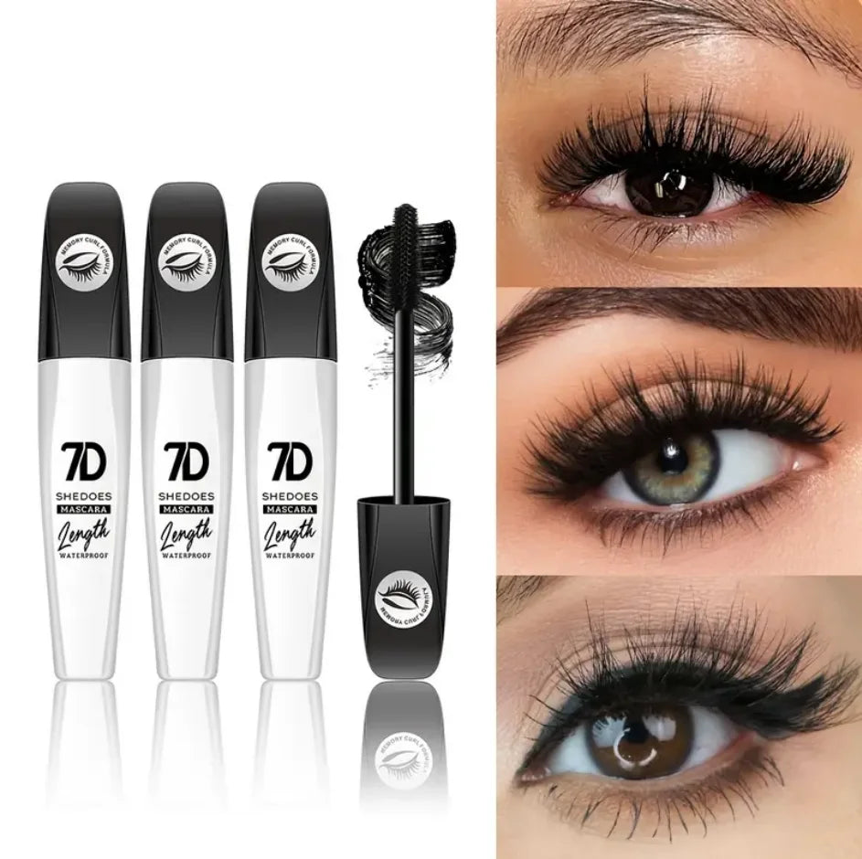 1/2/3PCS 7D Fiber Mascara Ultra Lengthening & Thickening Mascara Brush False Eyelash Effect Waterproof Mascara Black Fiber Masca