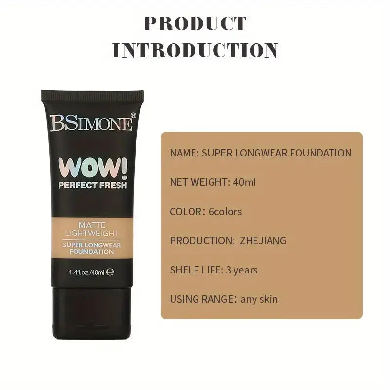 Perfect Fresh Matte Foundation Lightweight Super Longwear Hydrating Natural Finish Buildable Coverage Non-Cakey Suitable For Dry