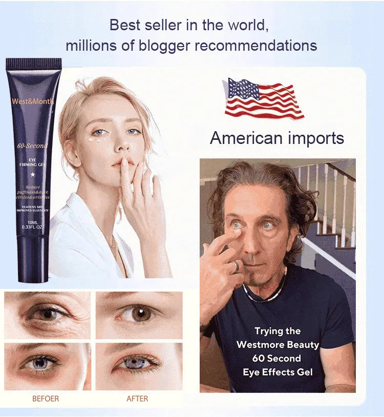 Instant Eye Bag Removal Cream Retinol Anti-Wrinkle Firming Skin Fade Fine Lines Anti Dark Circle Puffiness Brighten Eye Care Gel