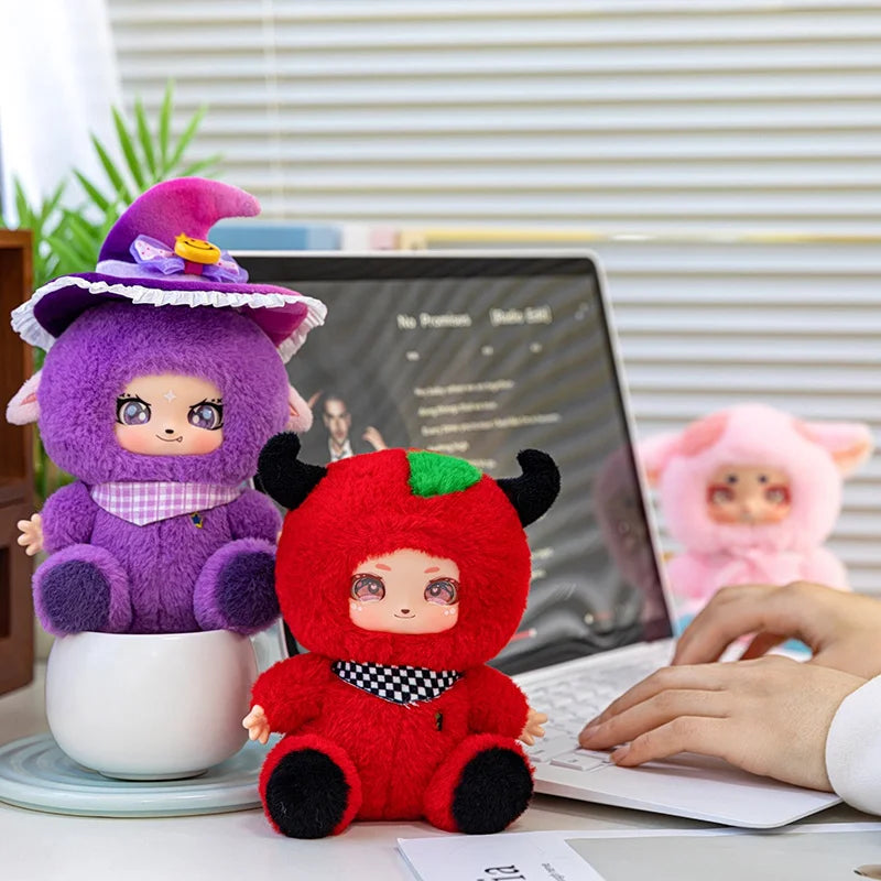 Cute Halloween Witch Doll Vinyl Face Plush Toys Colorful Dolls Popular Stuffed Plush Toys for Kids Witch Gifts Halloween Party