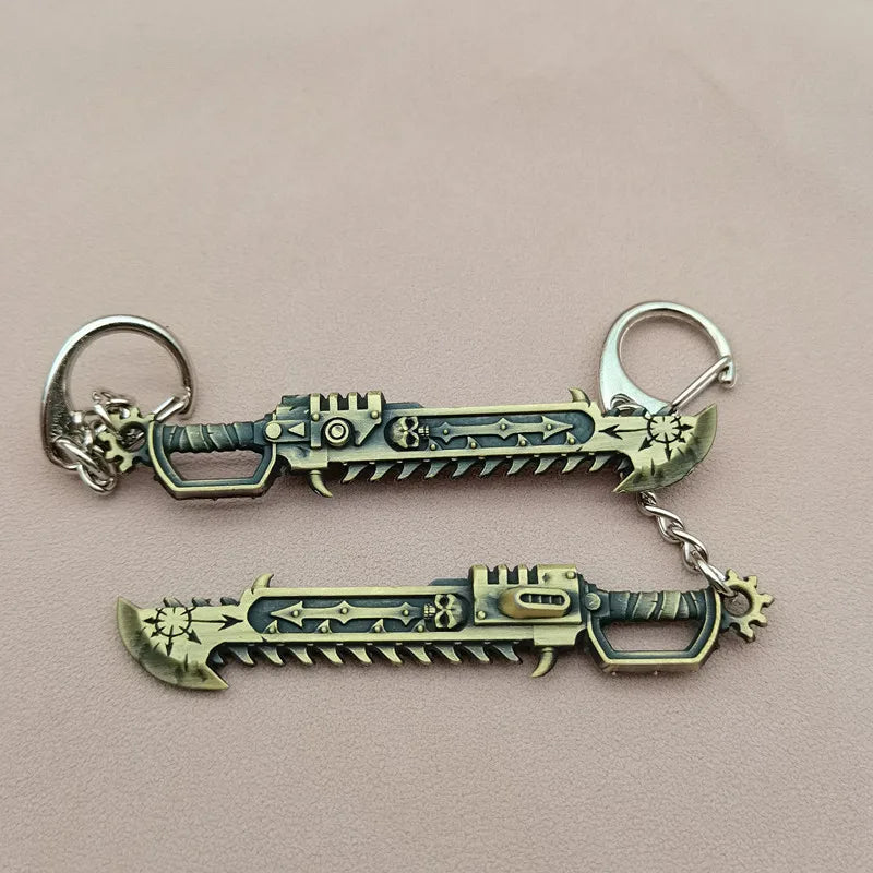 War Hammer 40K Peripheral Precision Chain Saw Sword Chaos Chain Saw Sword Alloy Keychain