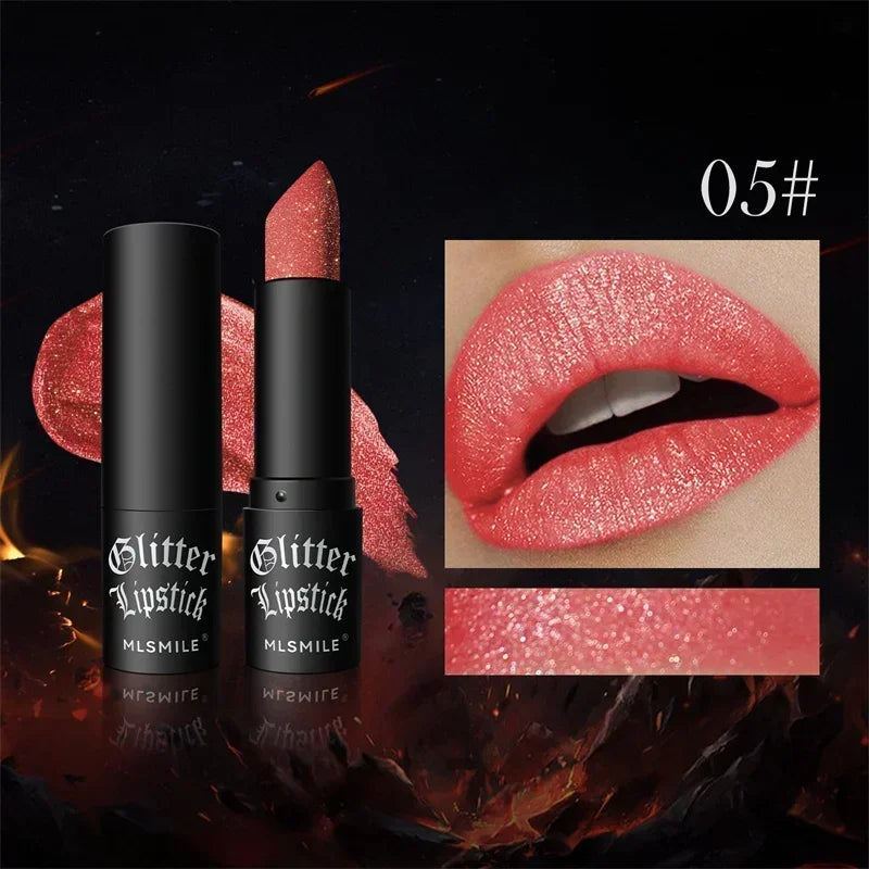 MLSMILE Multi-Color Non-stick Cup Matte Lipstick Lasting Easy Color Black Diamond Lipstick Shimmer Lip Gloss Dark Halloween Look