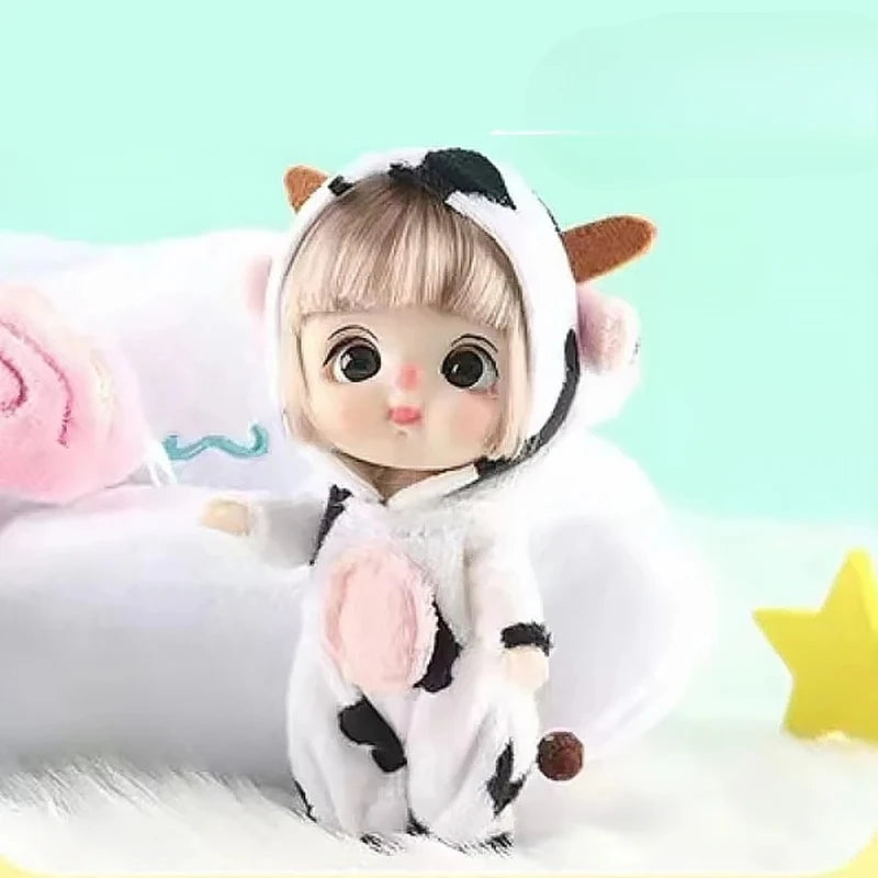 12cm Cute Mini Doll Animal Sleepwear Series Educational Toys DIY Dress Up Joints Dolls Birthday Gifts 3D Eyes