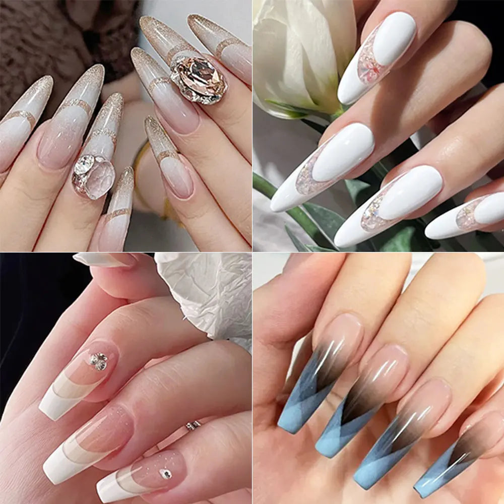 3D Airbrush Stencils Nail Stickers for French Tips Self-adhesive Wavy Lines Strips Nail Decals French Tips Guide Tool Nail Decor