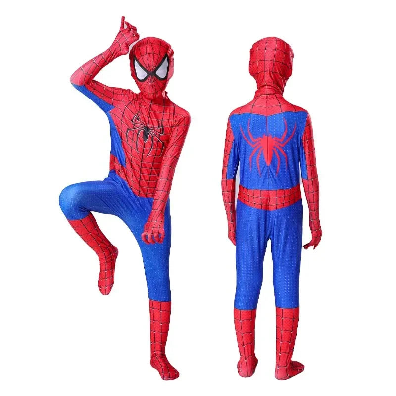 Superhero Spider Man Costume Jumpsuit Miles Spiderman Halloween Cosplay Costumes Bodysuit Head Cover Separation Party Set