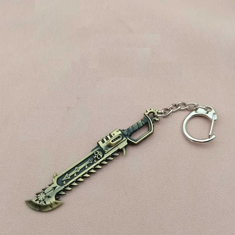 War Hammer 40K Peripheral Precision Chain Saw Sword Chaos Chain Saw Sword Alloy Keychain