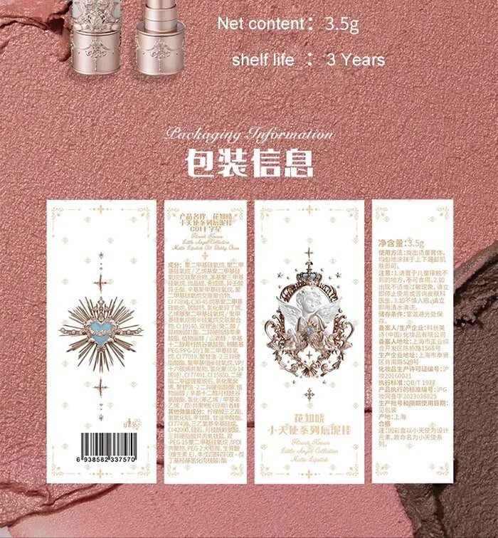 Flower Knows Little Angel Velvet Matte Lipstick Waterproof Long Lasting Soft Moisturizing Lip Gloss K Beauty Clean Girl Makeup