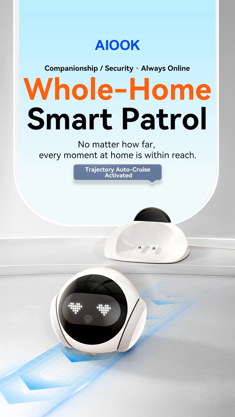 AIOOK Automatic Charging Robot Camera HD 2K 5G WIFI IP Camera Pet Mobile Tracking Night Vision CCTV Remote View TUYA APP Camera