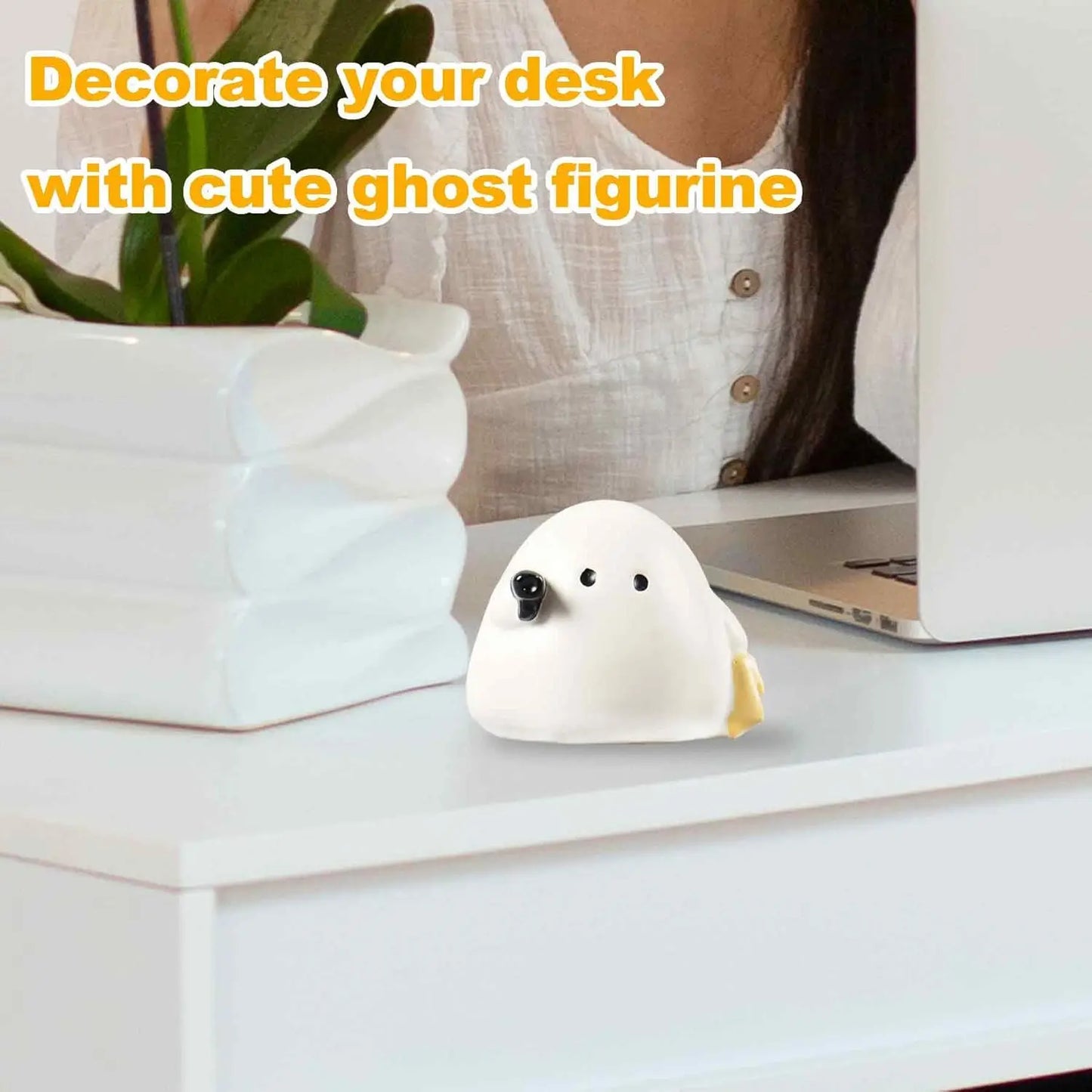1 PCS Cute Halloween Ghost Figurine Decor Indoor Desk Decoration Boo Basket Stuffers Gift For Women Spooky Home Party Ornament