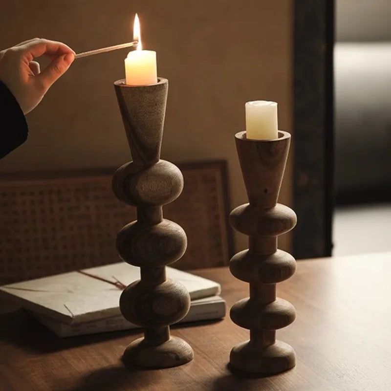 Retro Wooden Candle Holder Elegant Wedding Centerpieces Decoration Table Accessories Candlestick Holder Modern Home Decoration