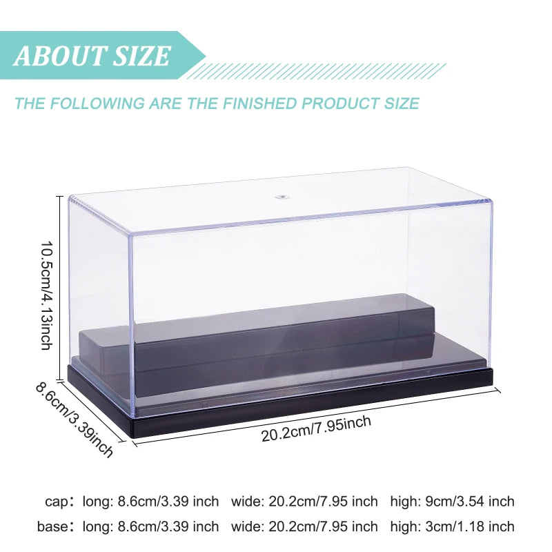 1pc Clear Acrylic Display Case Box Dupstproof Protection Showcase with Black Base Countertop Box Cube Organizer Stand Riser