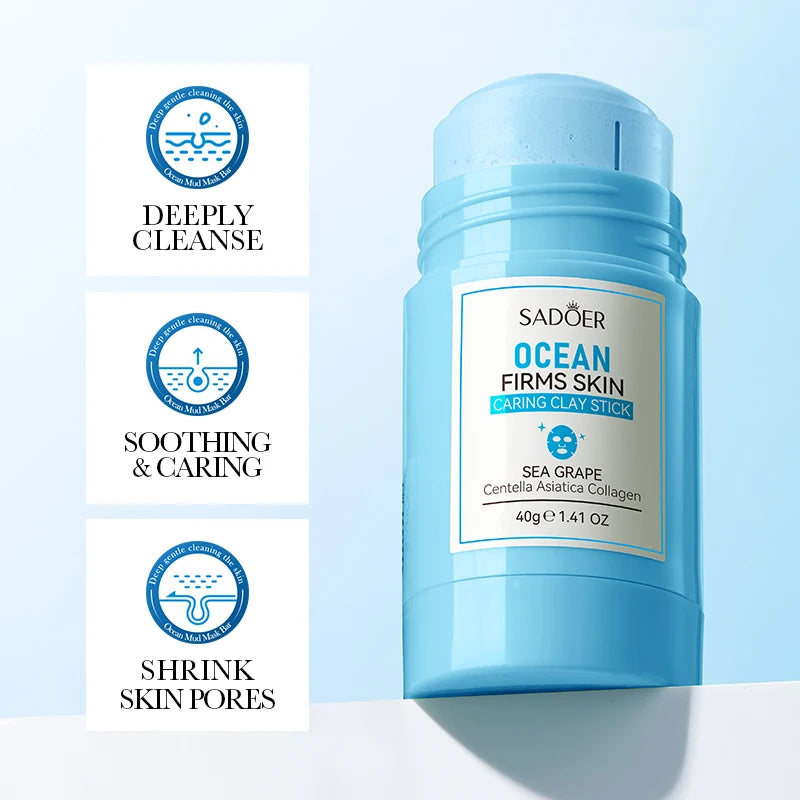 SADOER Green Tea Rose Face Masks Stick Clay Mask Shrink Pores Deep Blackhead Remover Facial Cleansing Moisturizing Facial Masks