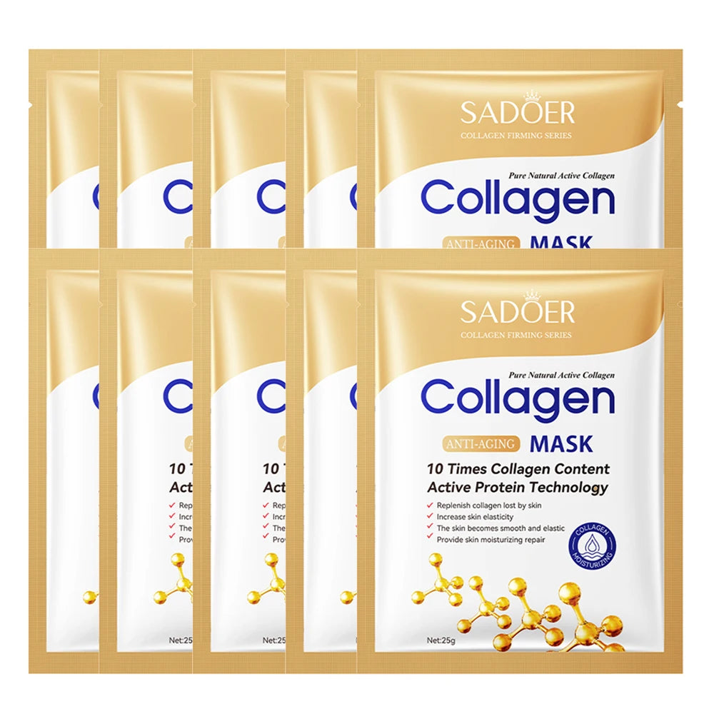 1/5/10/20pcs Collagen Facial Mask Moisturizing Brightening Lifting Skincare Treatment Face Masks Kit