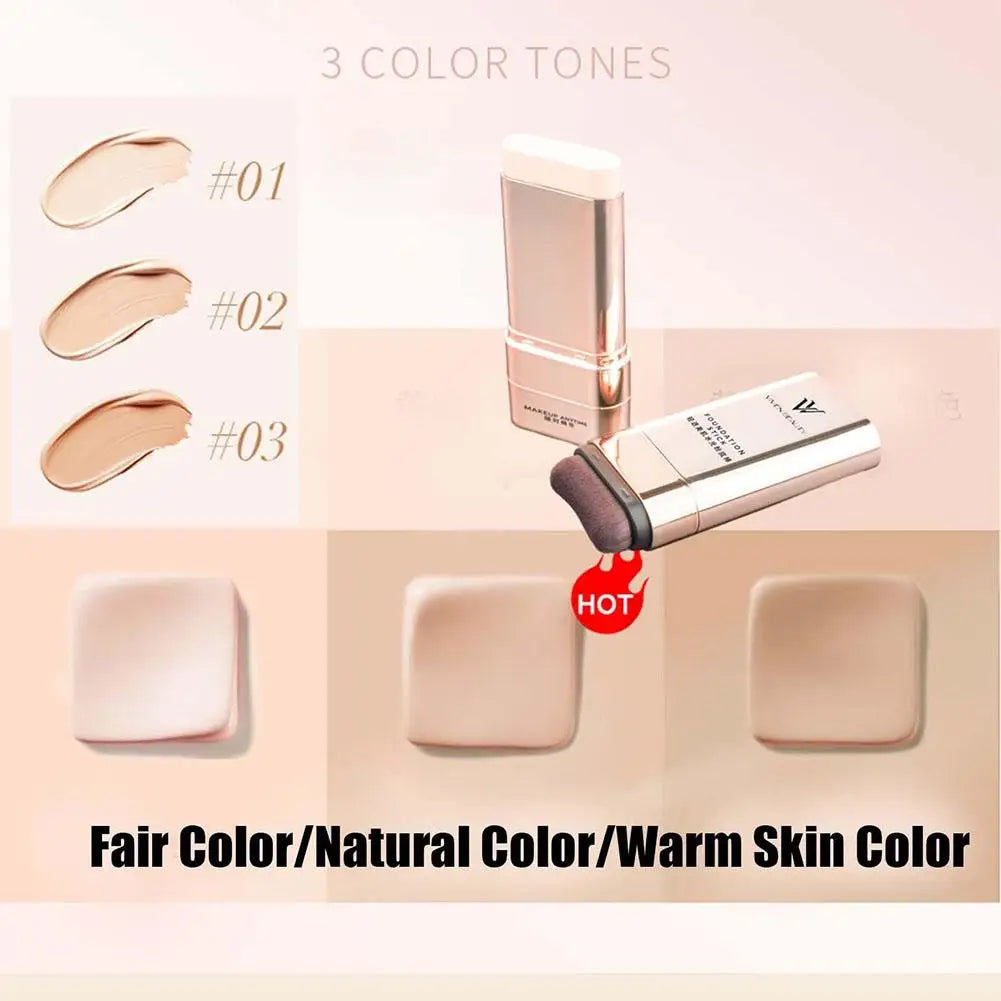 2-In-1 Matte Foundation Stick Lightweight Long-lasting Refreshing Full Coverage Dark Circles Corrector Facial Makeup