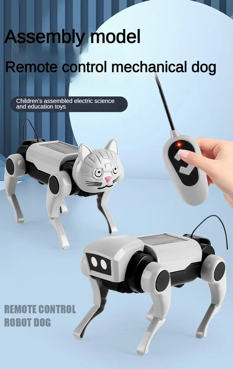 DIY Assembly Dog Rc Robot Remote Control Mechanical Toy Science Teaching Assembling Model Electric Set Toys for Boys Kids Gifts