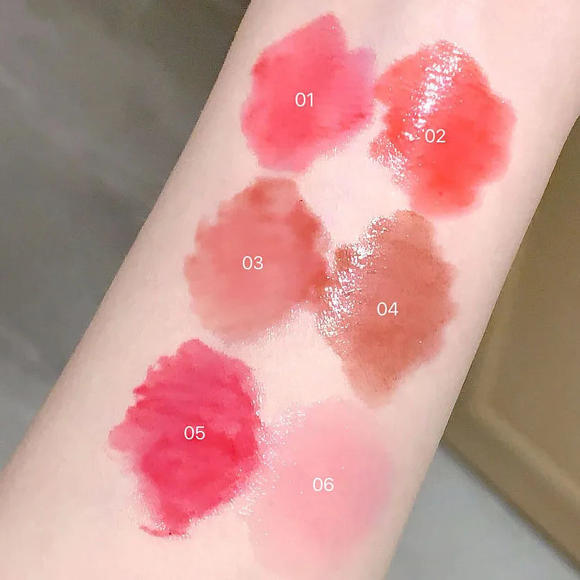Rose Shimmer Heart Lipstick Pen Hydrating Jelly Solid Lip Gloss Tinted Mirror Water Gloss Pink Pomelo Color Lip Balm Cosmetics