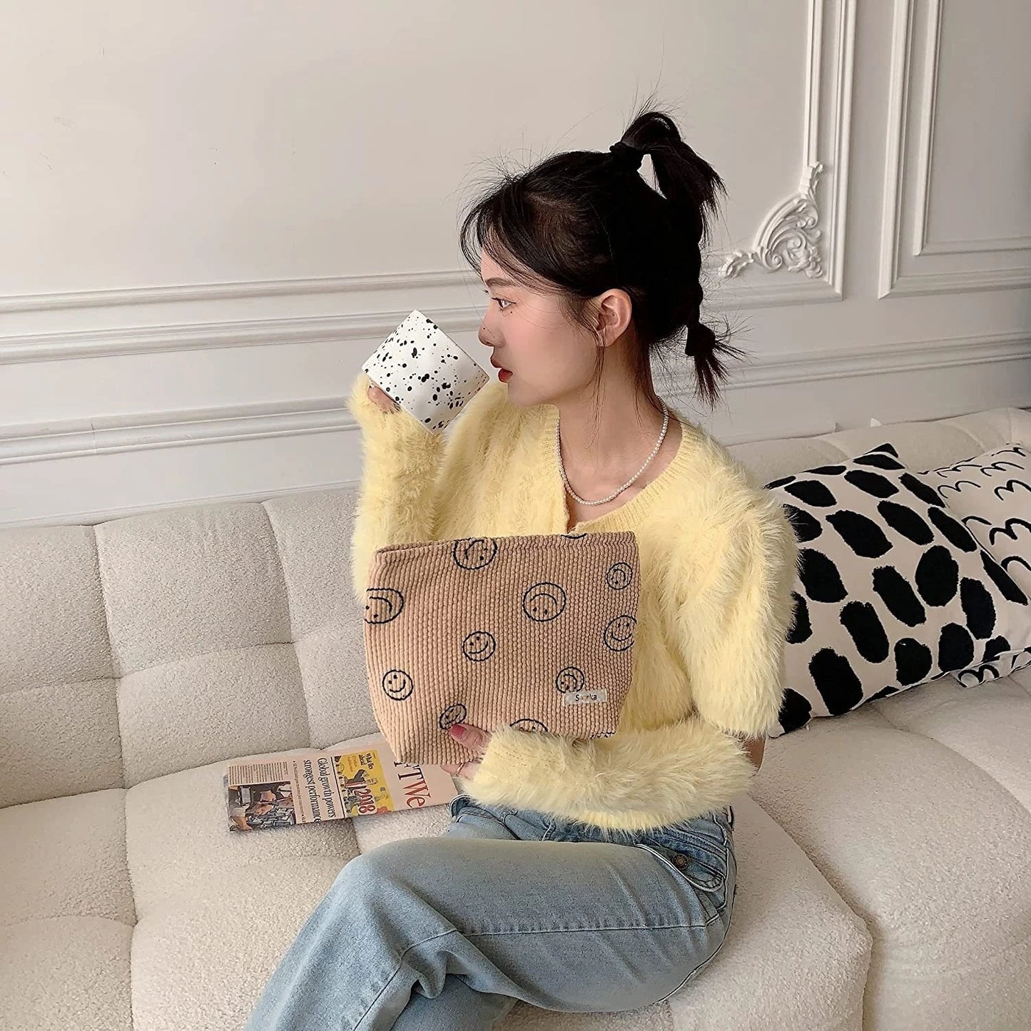 Makeup Bag Travel Toiletry Bag Cute Makeup Brushes Bag Cosmetic Bags for Women Zipper Makeup Bags for Purse