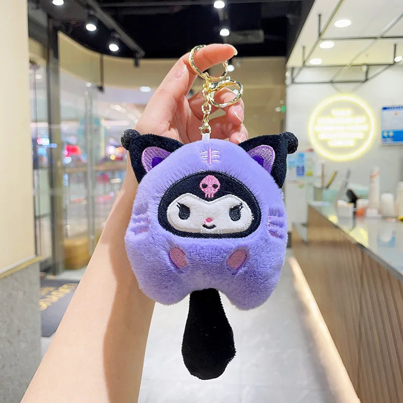 Sanrio  Hello Kitty Melody Cinnamoroll Plush Doll Keychain Pochacco Cute Key Ring Cartoon Plushies Bag Accessories Gifts Toys
