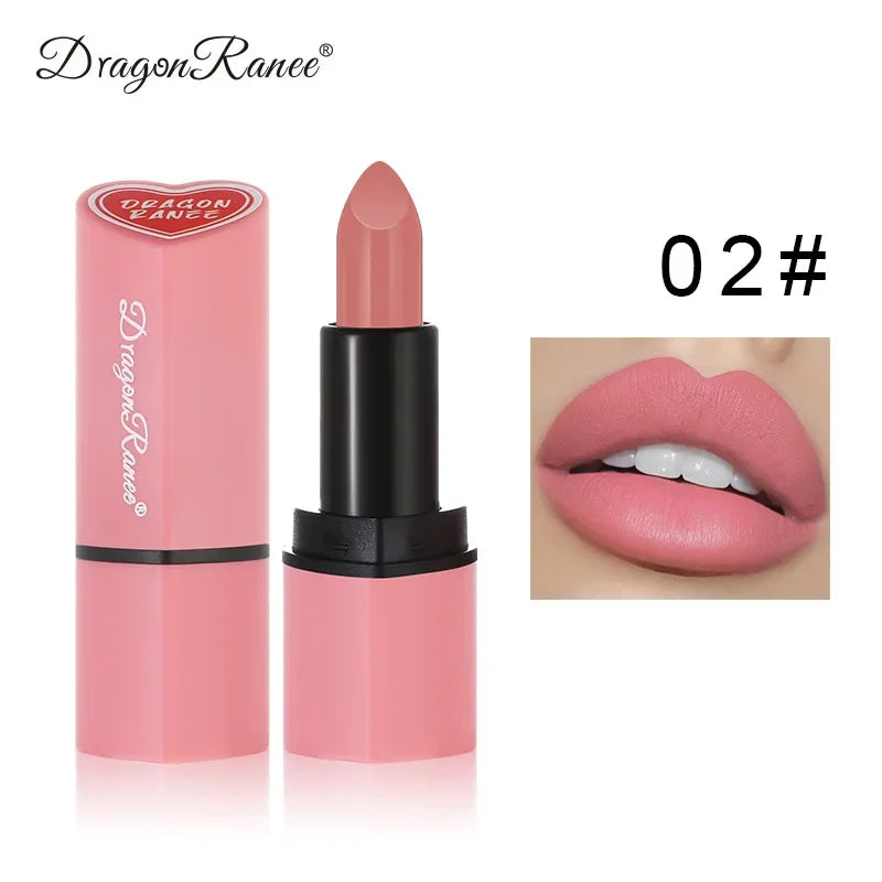 Cute Love Heart Lipstick Velvet Matte Nude Lipstick Pink Red Waterproof Lasting Lipsticks Stain Lip Balm Set Lip Tint Makeup