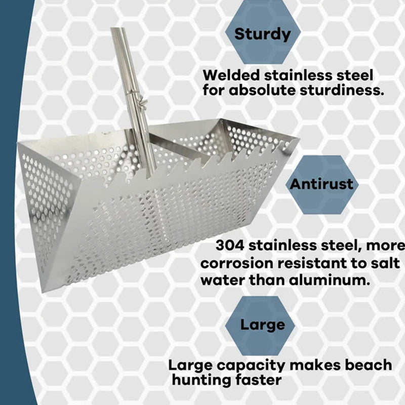 Beach Sand Scoop Shovel Metal Detector Sand Scoops Treasure Detecting Metal Detector Hunting Stainless Steel Tool Hex