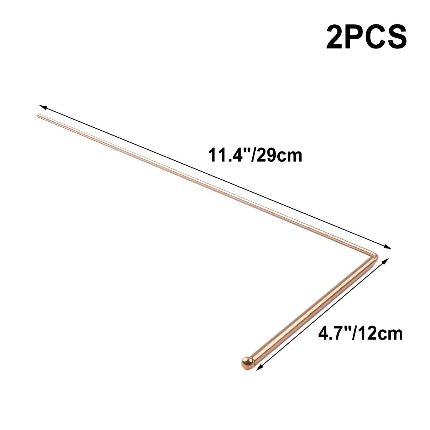 2Pcs 99.9% Copper Divining Dowsing Rods Metal Detector For Water Treasure Finding Tools Copper Probing Rod 13.86X6.93X0.71Inches