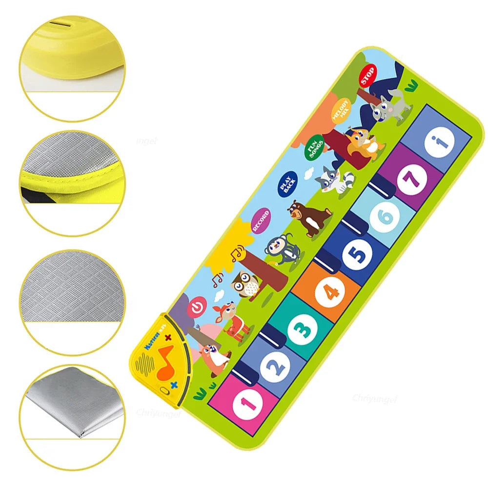 Piano Mat for Kids Kids Toddlers Floor Keyboard Dance Mat Baby Fitness Play Animal Music Blanket Instrument Toys Girl Boy Gift