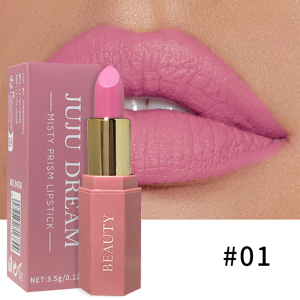 JUJU DREAM Six-color matte lipstick, non-fading non-stick cup, long-lasting velvet luster, matte lipstick waterproof lipstick