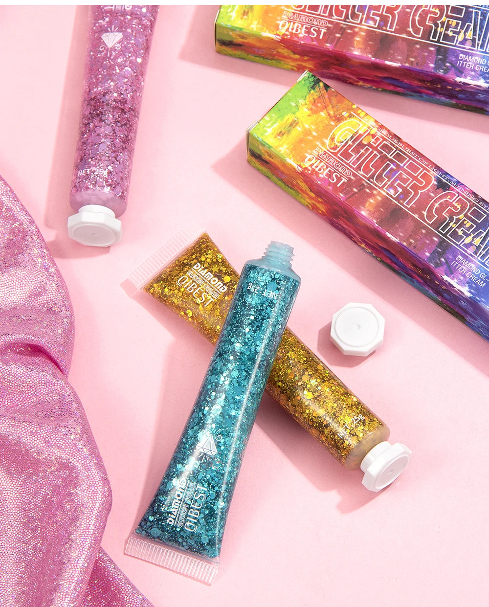 6 Colors Holographic Body Glitter Gel Set Christmas Party Makeup Face Eye Lips Hair Nail Cosmetic Festival Glitter Eyeshadow