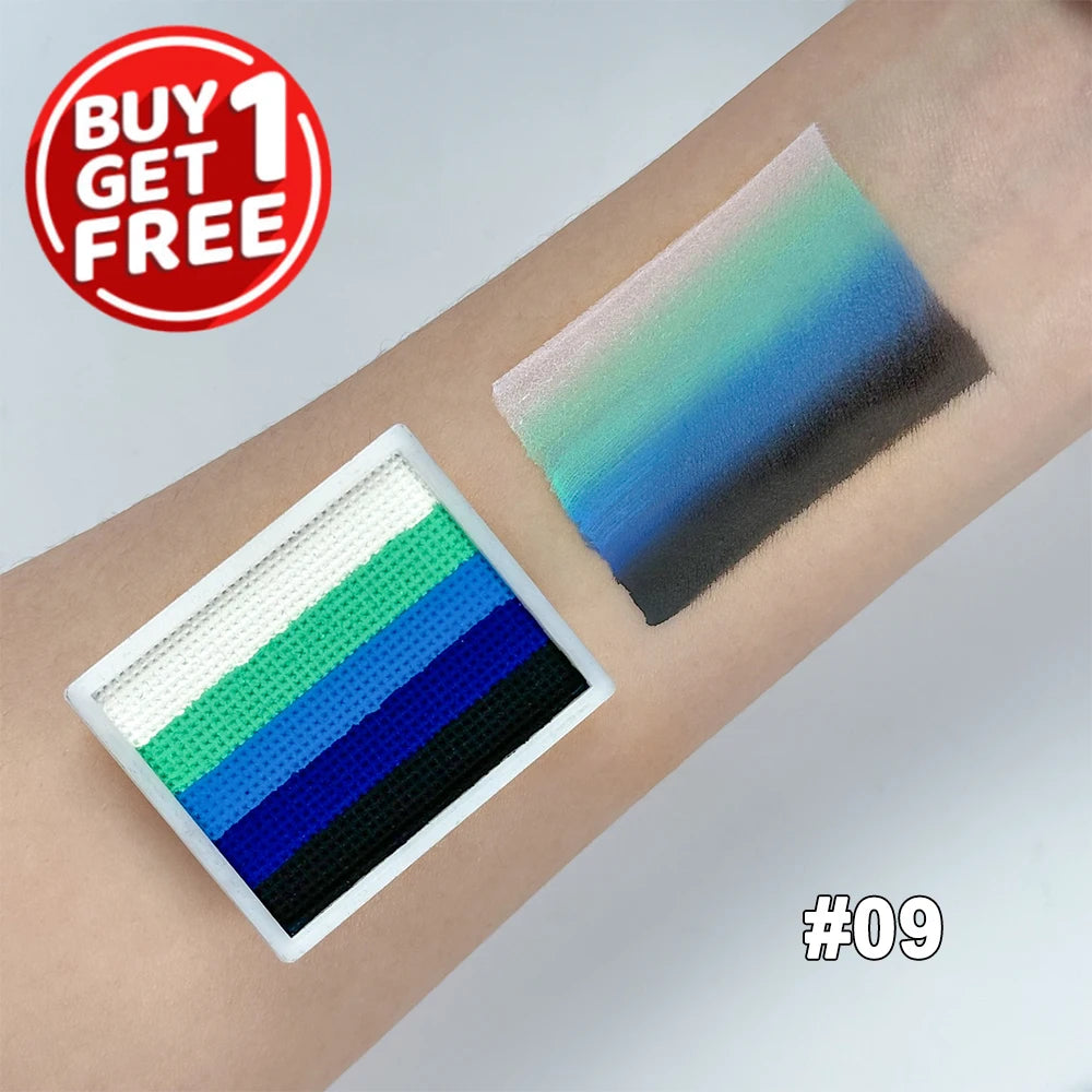 2pcs Rainbow Face & Body Paint,8g Split Cake Non-Toxic Paint Makeup Palette-Vibrant Mixed Colors For Festivals,Butterfly Makeup