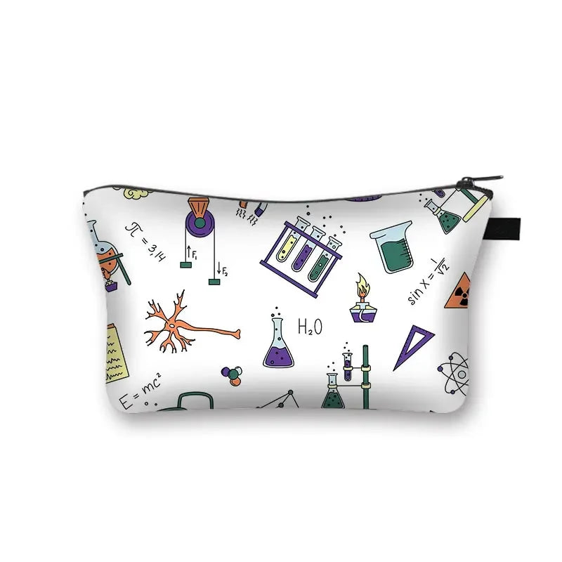 Periodic Table of Elements Print Cosmetic Case Science Chemistry Makeup Storage Pouch Beauty Bag Napkin Bag Lipstick Bag Gift