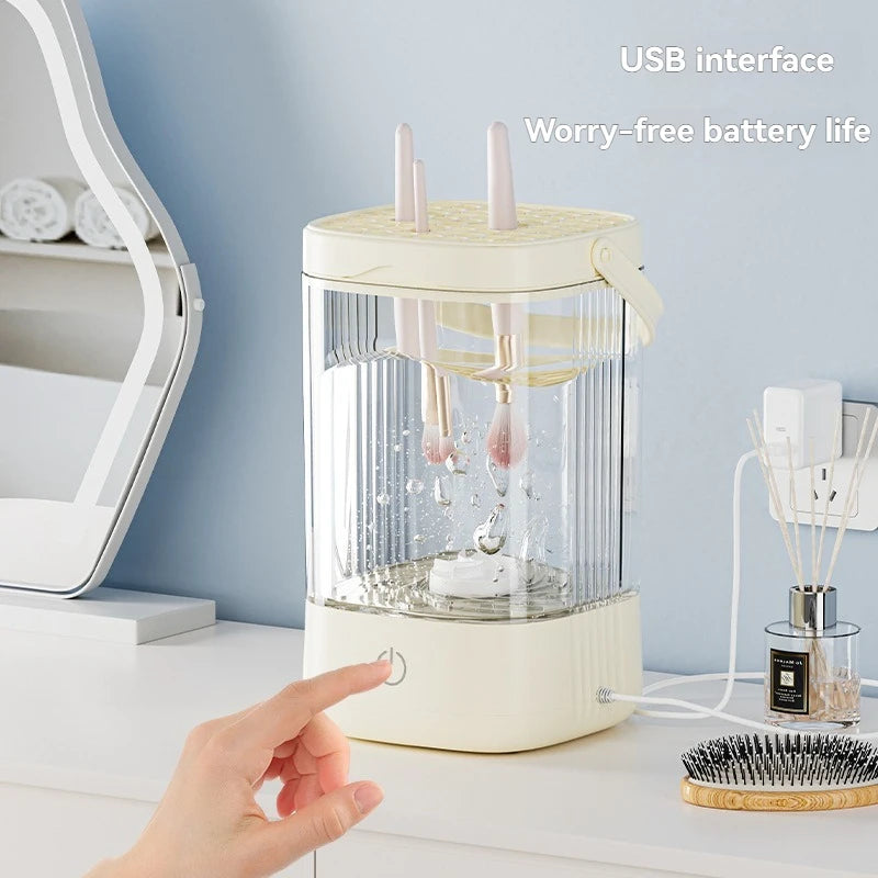 2025 New USB Electric Makeup Brush Cleaner Rechargeable Makeup Brushes Cleaning Tool Automatic Makeup Brush Cleaning Stand Devic