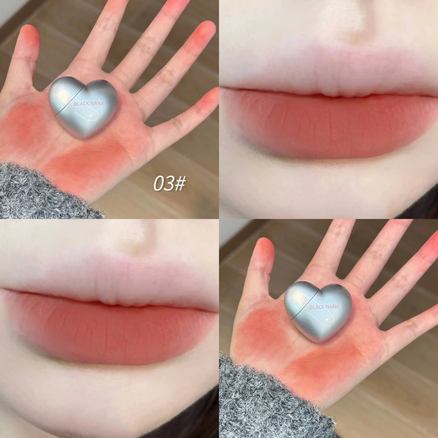 Velvet Matte Lipstick Lip Mud Black Silver Heart Lip Gloss Lips Palette Nude Waterproof Lasting Lips Tint Mini Cosmetics Makeup