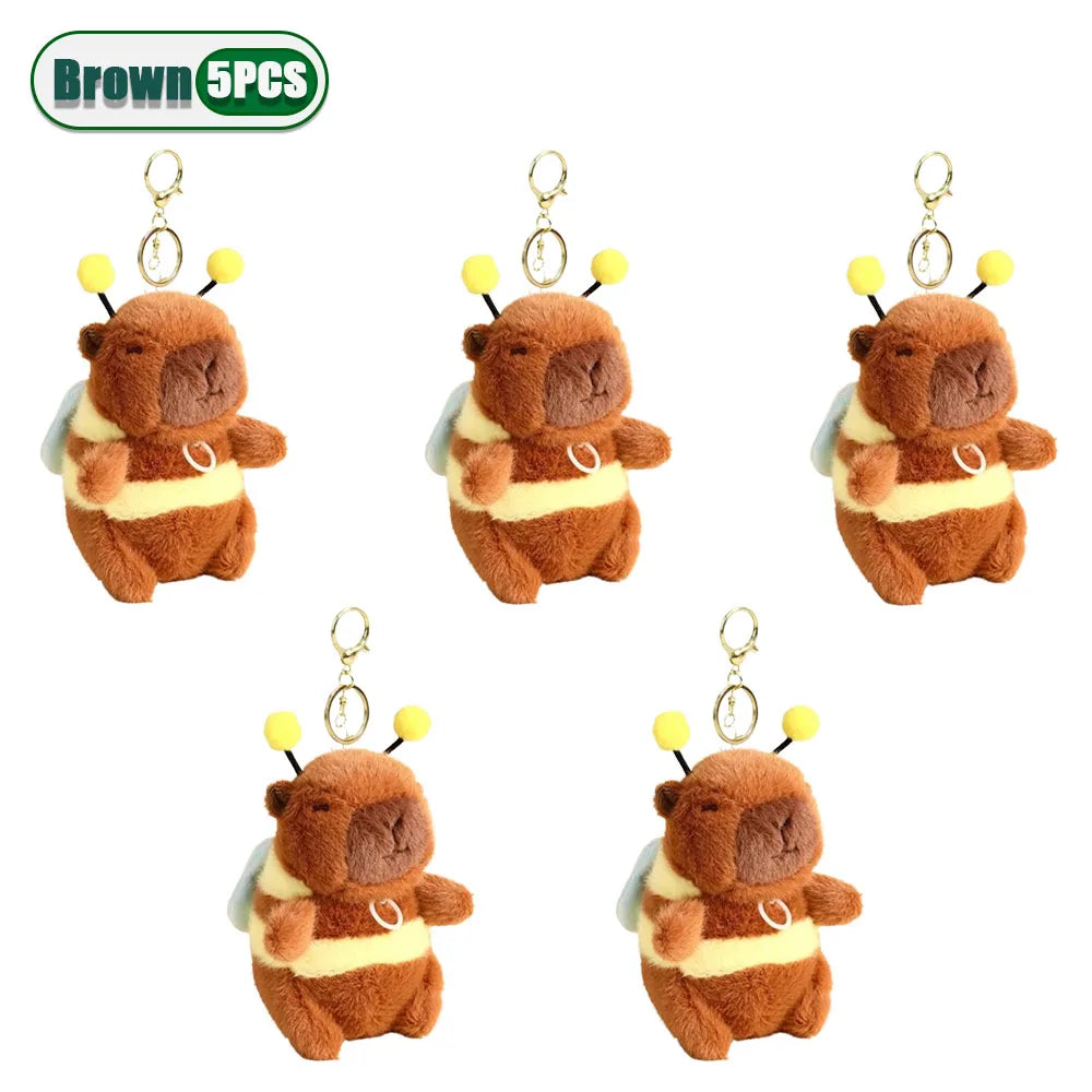 Cute Cartoon Capybara Pendant Capybara Drawing Jitterbug Wings Bee Water Dolphin Keychain  Plush Bee  Doll Bag Hanging Ornaments