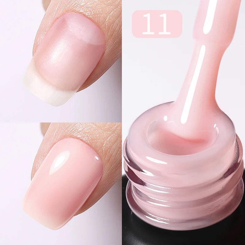 BORN PRETTY 15ml Milky Pink Rubber Base Gel Nail Polish Glitter Semi-Permanent Varnish Soak Off Self Leveling UV LED Polish