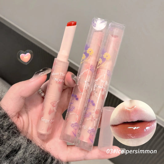 Jelly Heart Lipstick Gogo Little Bear Flower Language Secret Meaning Moisturizing and Hydrating Color Lipstick Pen